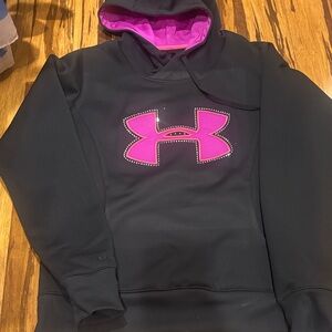 Under Armour Black Hoodie with Vibrant Pink Emblem